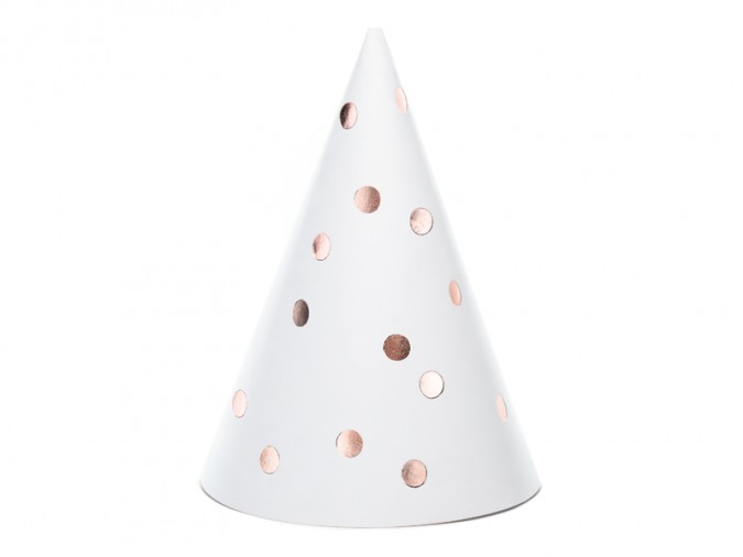 Party hats Dots white 16cm (Set 6 bucati)