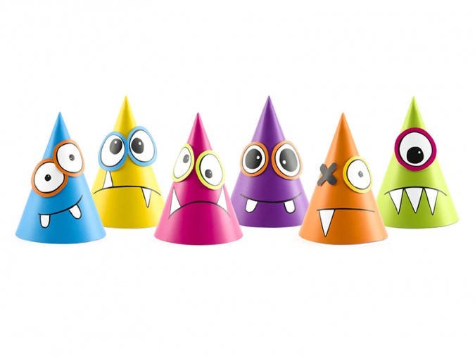 Party Hats Monsters mix 16cm (Set 6 bucati)