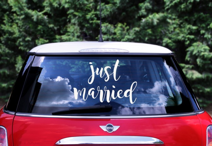 Wedding day car sticker - Just married 33x45cm