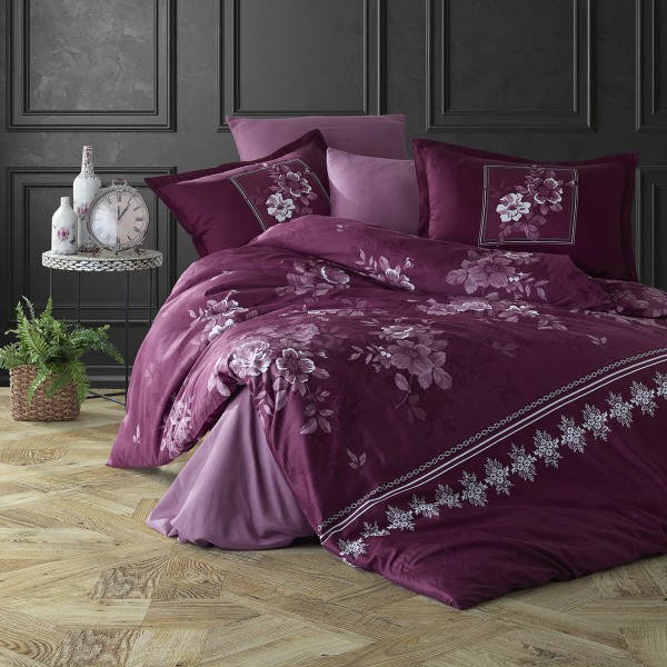 Lenjerie de pat matrimonial, 4 piese, Bumbac 100% Satin Deluxe CATALINA V1 [1]