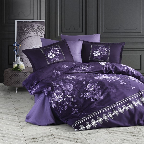Lenjerie de pat matrimonial, 4 piese, Bumbac 100% Satin Deluxe CATALINA V2 [1]