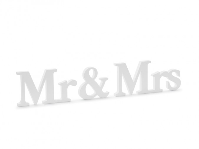 Wooden inscription Mr & Mrs white 50x9.5cm
