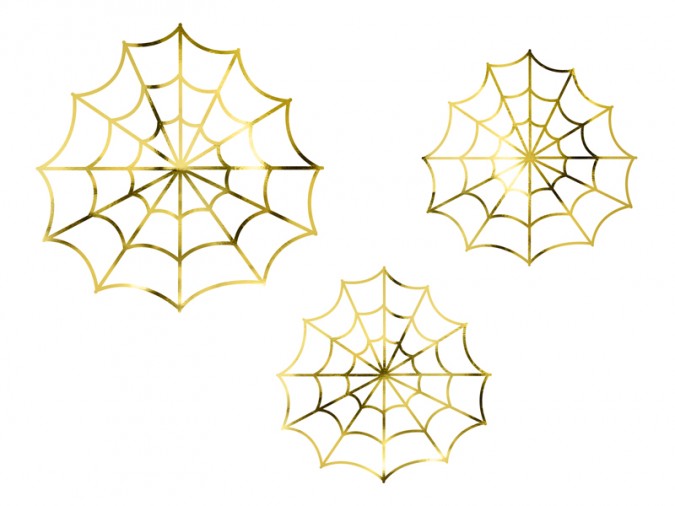 Paper decorations - Spiderwebs gold (Set 3 bucati)