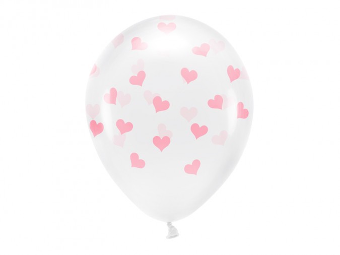 Eco Balloons 33 cm Hearts Crystal Clear (Set 6 bucati)