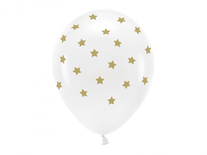 Pastel Eco Balloons 33 cm Stars white (1 pkt / 6 pc.)