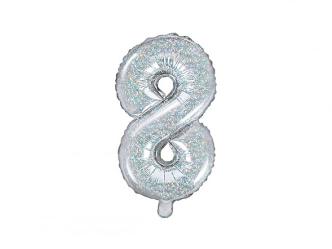 Foil Balloon Number \'\'8\'\' 35cm holographic