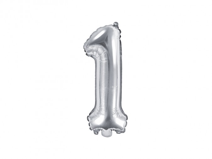 Foil Balloon Number \'\'1\'\' 35cm silver