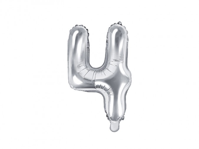 Foil Balloon Number \'\'4\'\' 35cm silver
