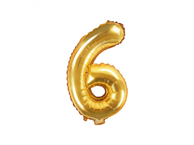 Foil Balloon Number \'\'6\'\' 35cm gold