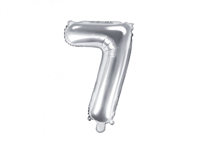 Foil Balloon Number \'\'7\'\' 35cm silver