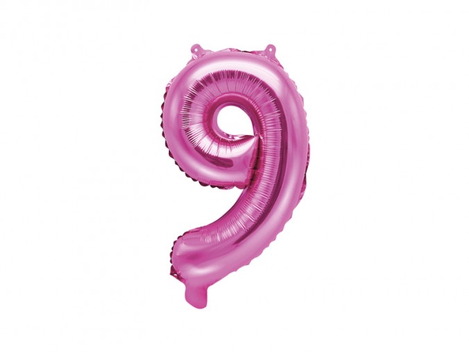 Foil Balloon Number \'\'9\'\' 35cm dark pink