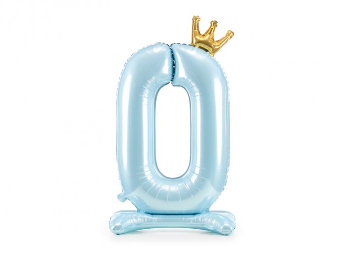 Standing foil balloon Number \'\'0\'\' 84 cm sky-blue