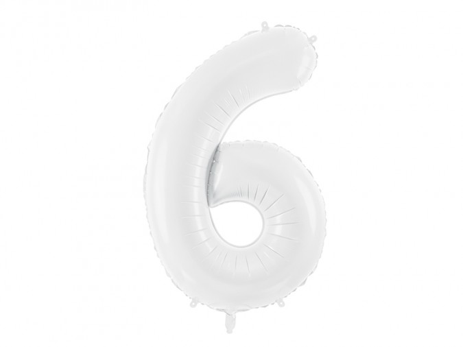 Foil ballon Number \'\'6\'\' 86 cm white