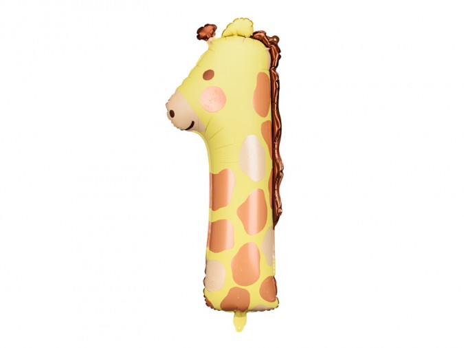 Foil balloon Number 1 - Giraffe 42x90 cm mix