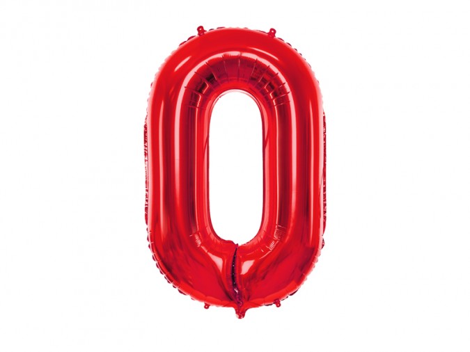 Foil Balloon Number \'\'0\'\' 86cm red