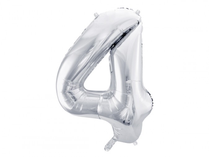 Foil Balloon Number \'\'4\'\' 86cm silver