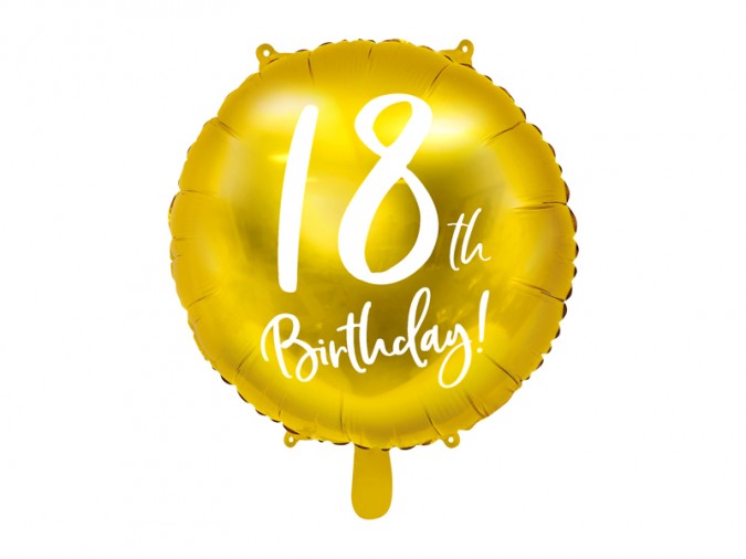 Foil Balloon 18th Birthday gold 45 cm