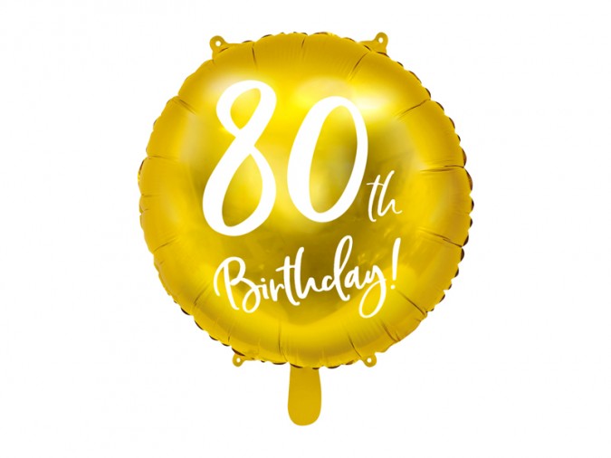 Foil Balloon 80th Birthday gold 45cm