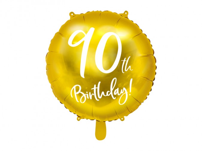 Foil Balloon 90th Birthday gold 45cm