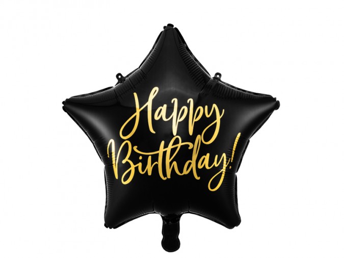 Foil balloon Happy Birthday 40cm black