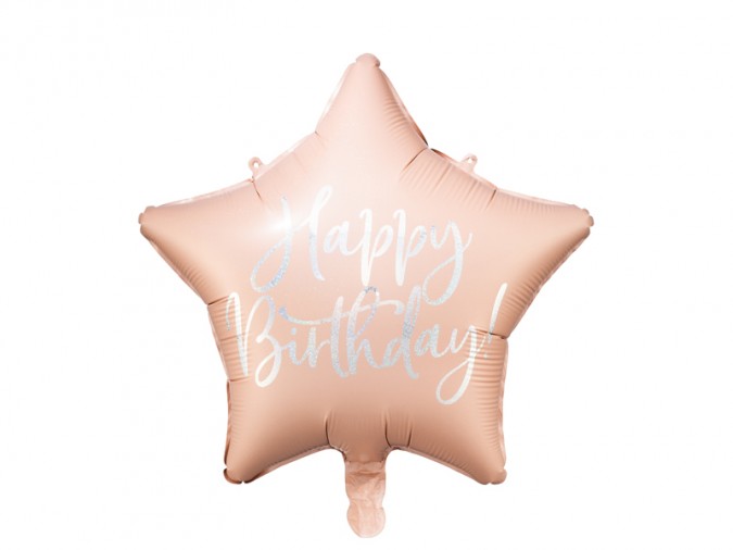 Foil balloon Happy Birthday 40cm light powder pink