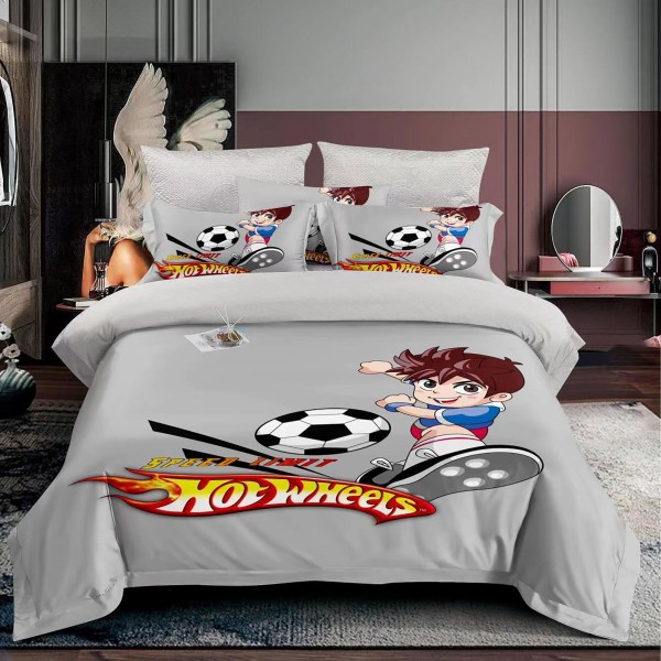 Lenjerie 3D, pat 1 persoana, 3 piese,  Finet, Ralex Pucioasa, fotbal, gri [1]