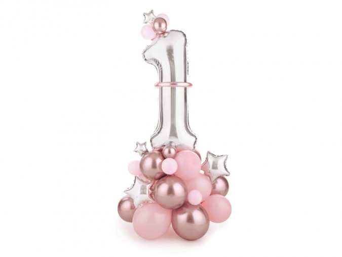 Balloon bouquet Number \'\'1\'\' pink 90x140cm