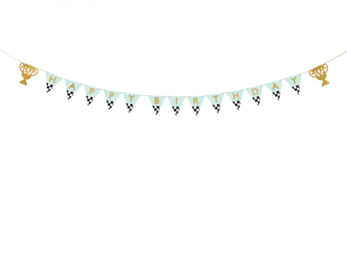 Banner Happy Birthday Trophy Cup 2.5 m mix