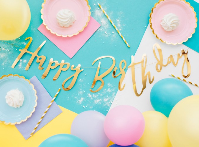 Banner Happy Birthday gold 16.5x62cm