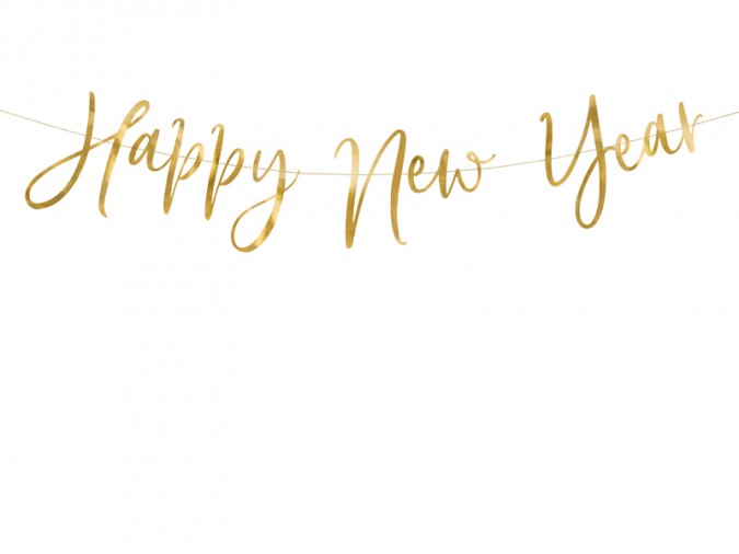 Banner Happy New Year gold 66x18cm