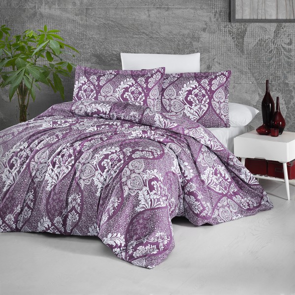 Lenjerie de pat matrimonial, 4 piese, Bumbac 100% Satin Deluxe GIRALDA V1 [1]