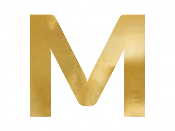 Mirror letter \'\'M\'\' gold 68x60 cm