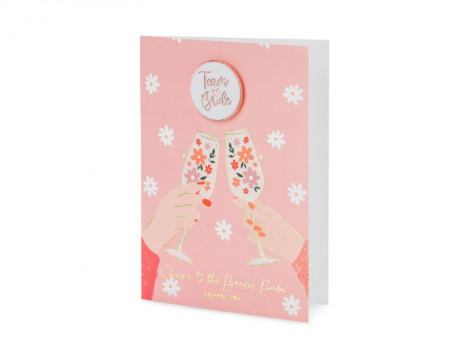 Card with enamel pin Bride Team 10.5x15 cm