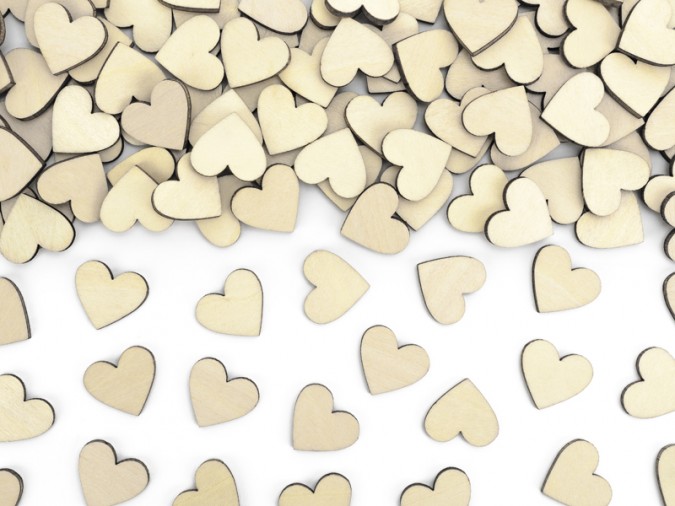 Wooden confetti Hearts 2x2cm (Set 50 bucati)