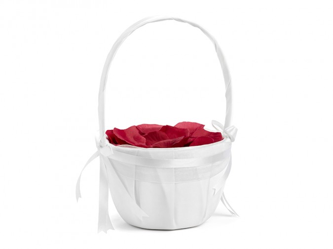 Wedding basket for rose petals or coins white
