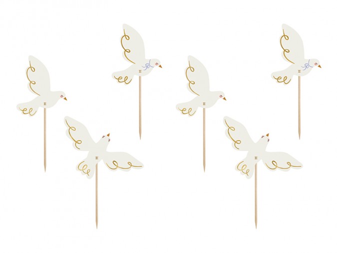 Cupcake toppers - Dove 14.5 cm mix (1 pkt / 6 pc.)