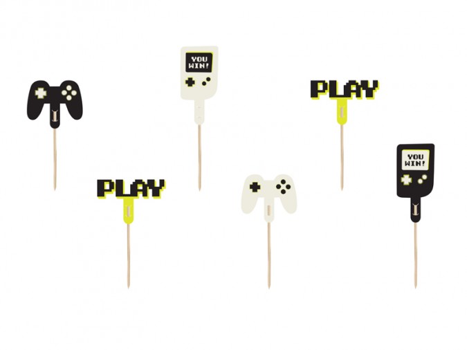 Cupcake toppers - Gamer 6-10.5 cm mix (1 pkt / 6 pc.)