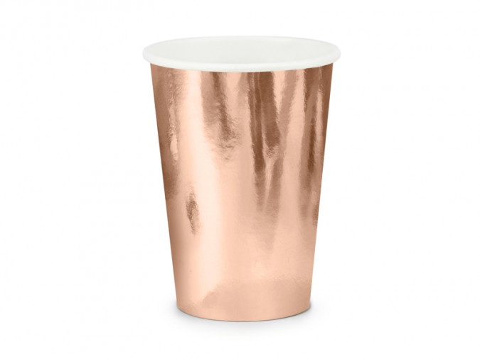 Paper cups rose gold 220ml (1 pkt / 6 pc.)