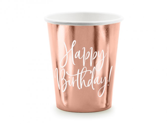 Cups Happy Birthday! rose gold 260ml (1 pkt / 6 pc.)