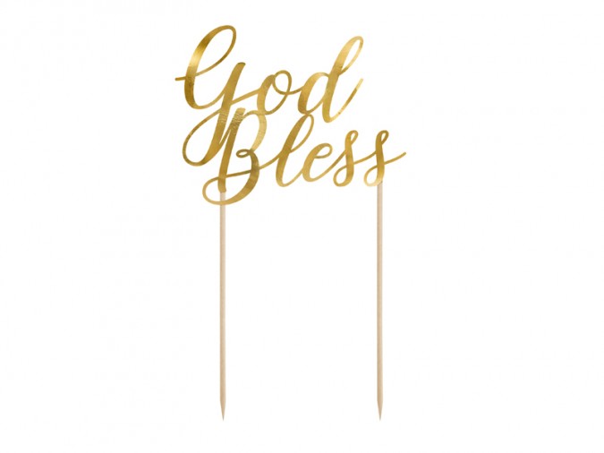 Cake topper God Bless gold 27.5cm