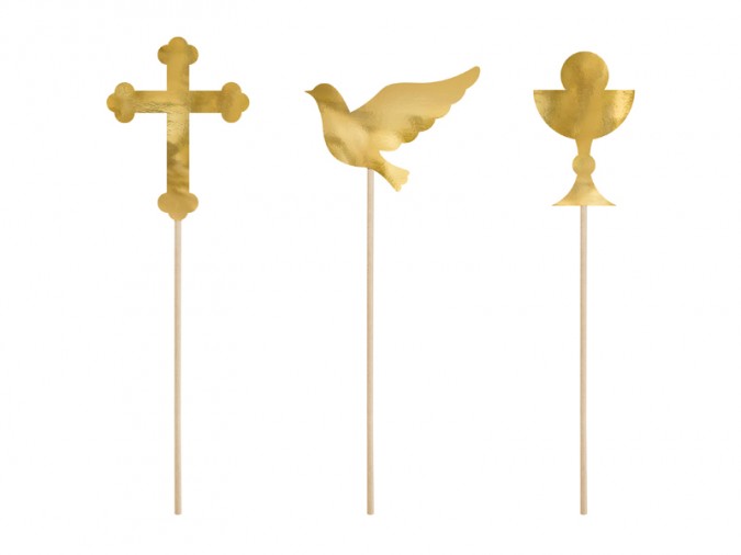 Cake toppers First Communion gold 31.5cm (Set 6 bucati)