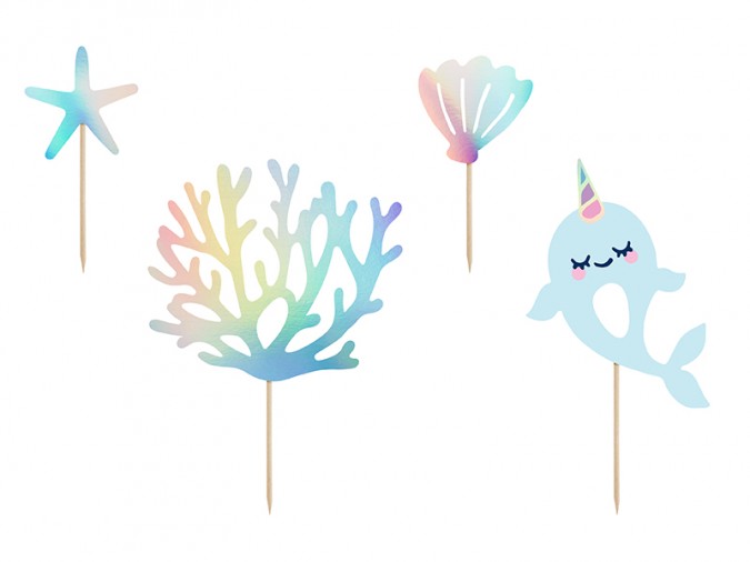 Toppers Narwhal mix 10-15.5cm (1 pkt / 4 pc.)