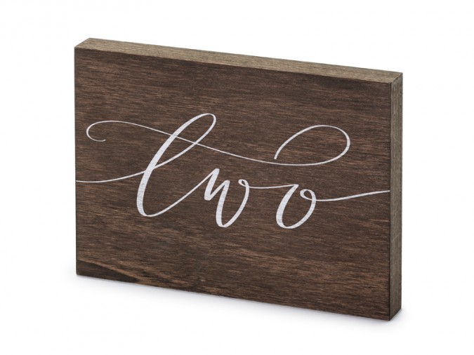 Wooden table number \'\'Two\'\' 2x18x12.5 cm