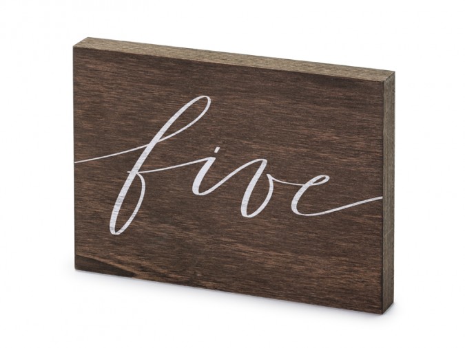 Wooden table number \'\'Five\'\' 2x18x12.5 cm