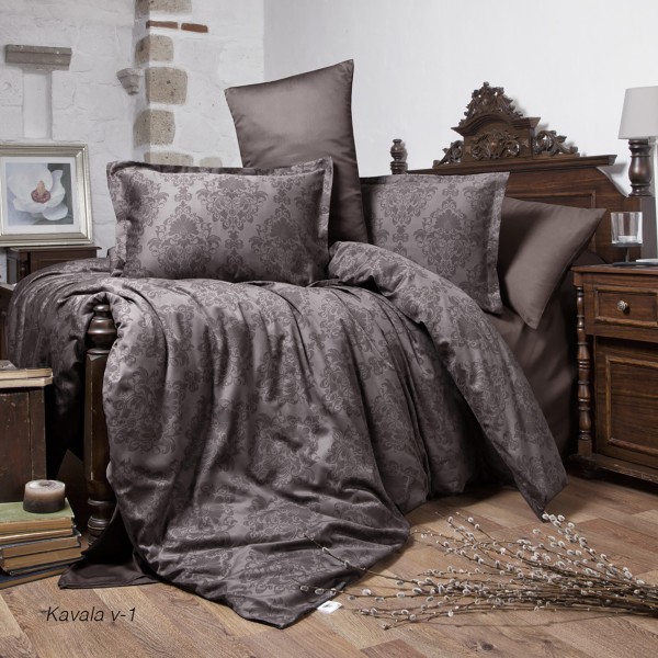Lenjerie de pat matrimonial, 4 piese, Bumbac 100% Satin Deluxe KAVALA V1 [1]