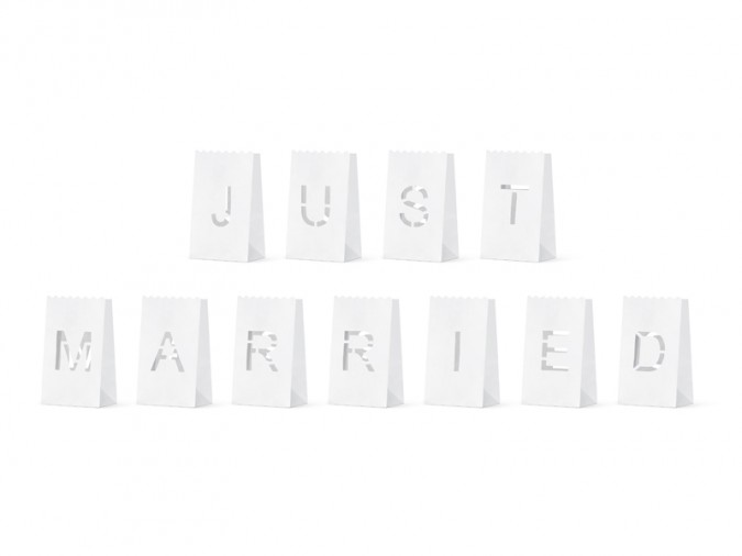 Lanterns candles bags - Just Married 11.5x19x7cm (1 pkt / 11 pc.)