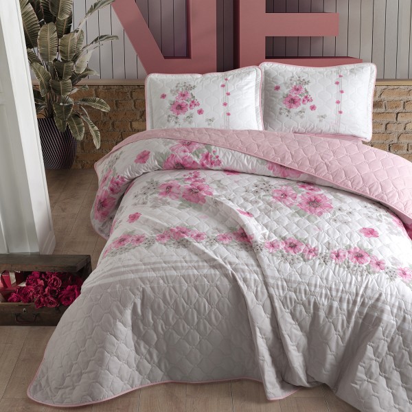 Set cuvertura de pat dublu, 3 piese, Bumbac 100%, 240x260cm, Clasy, LOVERS [1]