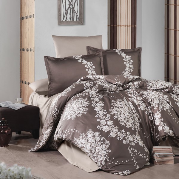Lenjerie de pat matrimonial, 4 piese, Bumbac 100% Satin Deluxe MELROSE V1 [1]