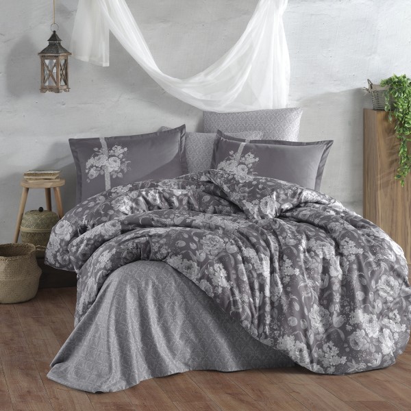 Lenjerie de pat matrimonial, 4 piese, Bumbac 100% Satin Deluxe MONICA V2 [1]