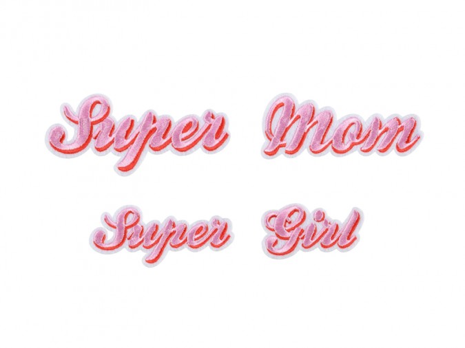 Iron on patches Supermom mix 14x3.5-19.5x5 cm (Set 2 bucati)